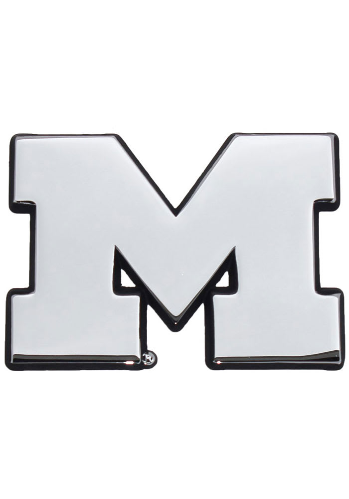 Michigan Wolverines Chrome Car Emblem - Silver
