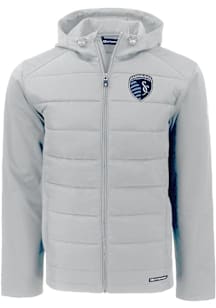 Mens Sporting Kansas City Cutter and Buck Mens Evoke Hood Heavyweight Jacket - Grey