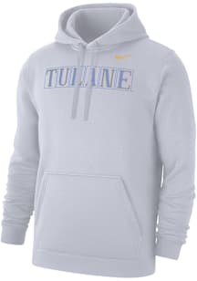 Nike Tulane Green Wave Mens White Flat Name Club Fleece Long Sleeve Hoodie