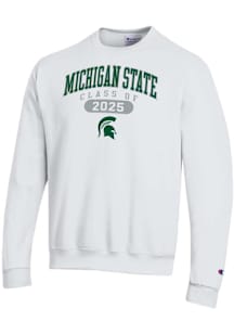 Champion Michigan State Spartans Mens White Class of 2025 Pill Powerblend Long Sleeve Crew Sweatsh..