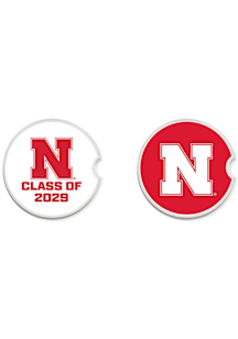 Nebraska Cornhuskers Class of 2029 Set of 2 Car Coaster - White