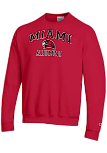 Champion Miami RedHawks Mens Red Logo Alumni Powerblend Long Sleeve Crew Sweatshirt