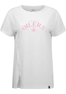 Levelwear Edmonton Oilers Womens White Influx Arched Short Sleeve T-Shirt