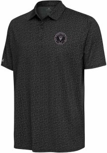 Antigua Inter Miami CF Mens Charcoal Blooming Short Sleeve Polo