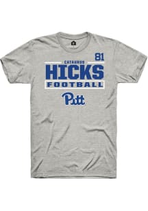 Cataurus Hicks Rally Mens Ash Pitt Panthers NIL Stacked Box Player T Shirt