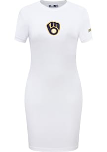 Pro Standard Milwaukee Brewers Womens White Classic Short Sleeve Dress