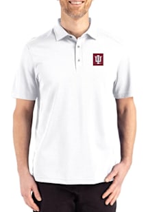 Cutter and Buck Indiana Hoosiers Mens White Advantage Refresh Short Sleeve Polo