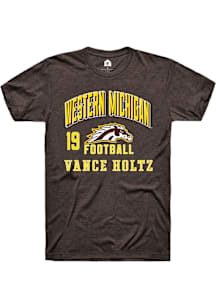 Vance Holtz Western Michigan Broncos Brown Football NIL Arch Logo Short Sleeve Player T Shirt
