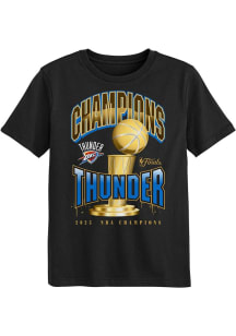 Oklahoma City Thunder Boys Black 2025 Finals Champion Hype Short Sleeve T-Shirt