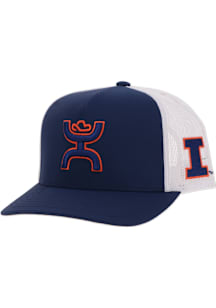 Hooey Illinois Fighting Illini 6 Panel Trucker Adjustable Hat - Navy Blue