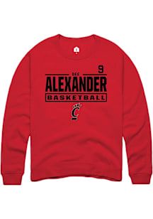 Dee Alexander Cincinnati Bearcats Mens Red NIL Stacked Box Player Crew