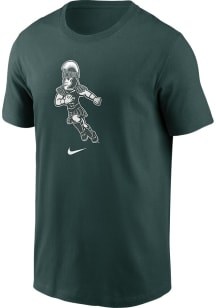 Nike Michigan State Spartans Green Sparty Playing Football Short Sleeve T Shirt
