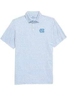 Vineyard Vines North Carolina Tar Heels Mens Light Blue Sankaty Golf Print Short Sleeve Fashion Po..