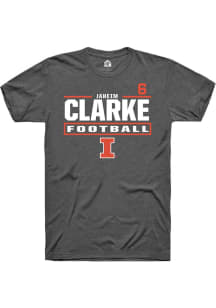 Jaheim Clarke Rally Mens Dark Grey Illinois Fighting Illini NIL Stacked Box Player T Shirt