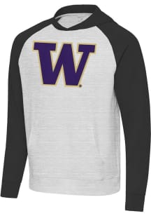 Mens Washington Huskies Black Antigua Full Front Urgent Hooded Sweatshirt