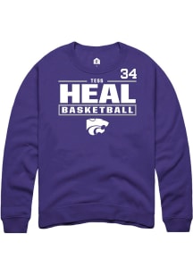 Tess Heal Rally Mens Purple K-State Wildcats NIL Stacked Box Player Crew