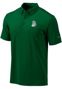 Mens Michigan State Spartans Green Columbia Vault Heat Seal Omni Wick Drive Short Sleeve Polo Shir..