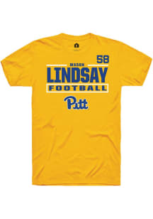 mason lindsay Rally Mens Gold Pitt Panthers NIL Stacked Box Player T Shirt
