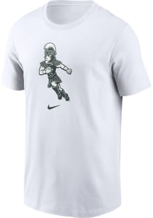 Michigan State Spartans White Nike Sparty Playing Football Short Sleeve T Shirt