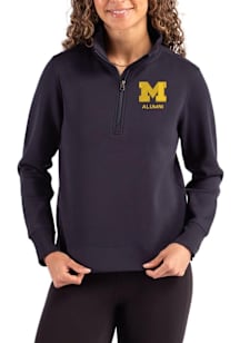 Cutter and Buck Michigan Wolverines Womens Navy Blue Alumni Roam Qtr Zip