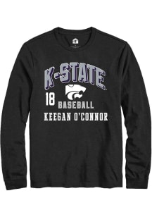 Keegan O'Connor Mens Black K-State Wildcats NIL Arch Logo Long Sleeve Player T Shirt
