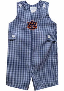 Vive La Fete Auburn Tigers Baby Navy Blue Gingham Overalls