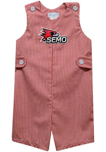 Vive La Fete Southeast Missouri State Redhawks Toddler Red Gingham Overalls