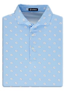 Turtleson North Carolina Tar Heels Mens Light Blue Tailgate Short Sleeve Fashion Polo