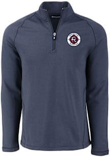 Cutter and Buck New England Revolution Mens Navy Blue Pehastin Long Sleeve Qtr Zip Pullover