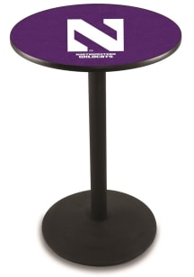 Black Northwestern Wildcats Black Round Base Pub Table