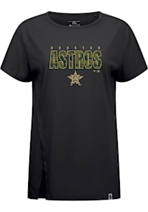 Levelwear Houston Astros Womens Black Influx Protect Short Sleeve T-Shirt