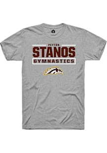 Peyton Stanos Western Michigan Broncos Grey NIL Stacked Box Short Sleeve Player T Shirt