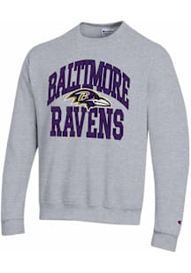 Champion Baltimore Ravens Mens Grey Heart and Soul Long Sleeve Crew Sweatshirt