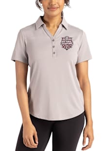 Cutter and Buck Indiana Hoosiers Womens Grey 2025 CFP National Champions Forge Eco Polo Short Slee..