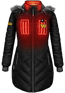ActionHeat Washington Commanders Womens Black Action Heat Battery Heated Long Filled Jacket