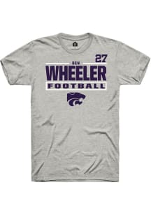 Ben Wheeler Rally Mens Ash K-State Wildcats NIL Stacked Box Player T Shirt