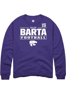 Callen Barta Rally Mens Purple K-State Wildcats NIL Stacked Box Player Crew