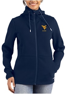 Cutter and Buck West Virginia Mountaineers Womens Navy Blue Alumni Epic Comfort Full Zip Light Wei..