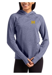 Womens Michigan Wolverines Navy Blue Cutter and Buck Adapt Knit Hood Hooded Sweatshirt
