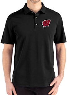 Wisconsin Badgers Black Cutter and Buck Advantage Refresh Pique Big and Tall Polo