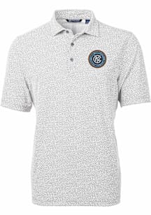 Cutter and Buck New York City FC Mens Grey Virtue Eco Pique Botanical Short Sleeve Polo