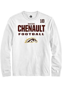 Aveion Chenault Western Michigan Broncos White Football NIL Stacked Box Long Sleeve Player T Shirt