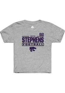 Justin Stephens Youth Grey K-State Wildcats NIL Stacked Box Short Sleeve Player T-Shirt