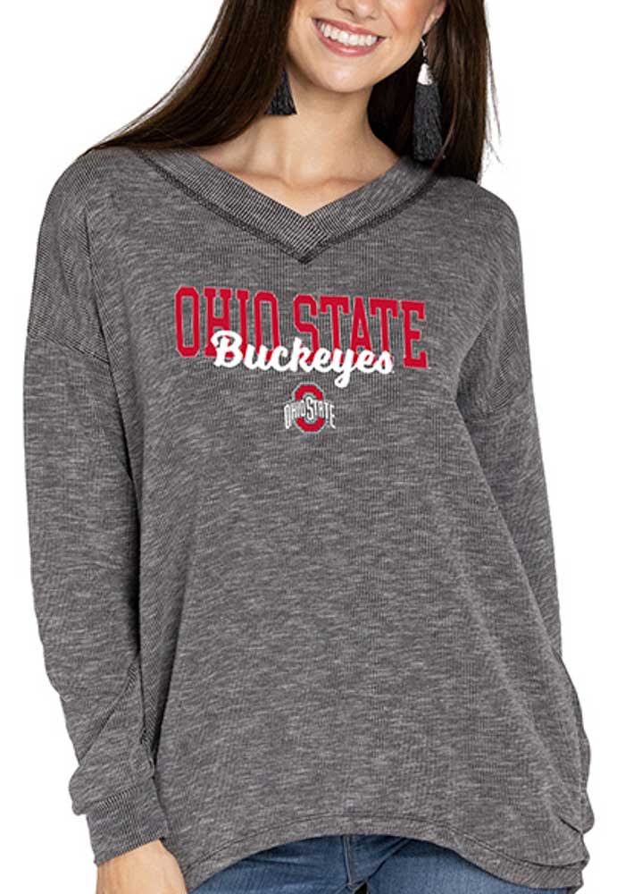 Ohio State Buckeyes Womens Black Bailey V Neck Crew Sweatshirt