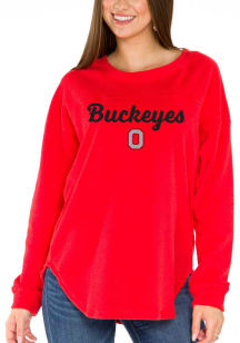 Flying Colors Ohio State Buckeyes Womens Red Mickey Crew Sweatshirt