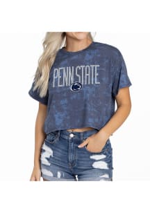 Flying Colors Penn State Nittany Lions Womens Navy Blue Kimberly Tie Dye Short Sleeve T-Shirt