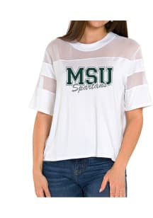 Flying Colors Michigan State Spartans Womens White Avery Mesh Short Sleeve T-Shirt