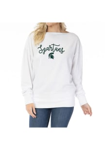 Flying Colors Michigan State Spartans Womens White Lainey Crew Sweatshirt