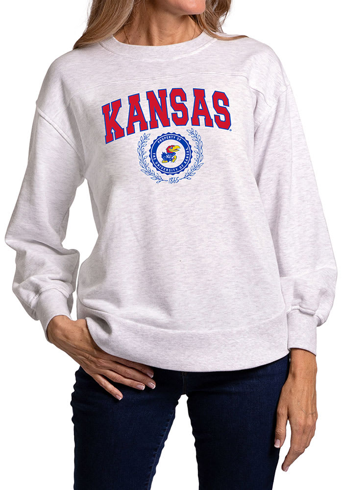 Kansas Jayhawks Womens Grey Yvette Crew Sweatshirt