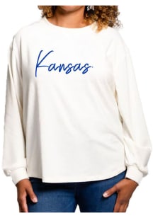 Flying Colors Kansas Jayhawks Womens Ivory Carly Corduroy Crew Sweatshirt